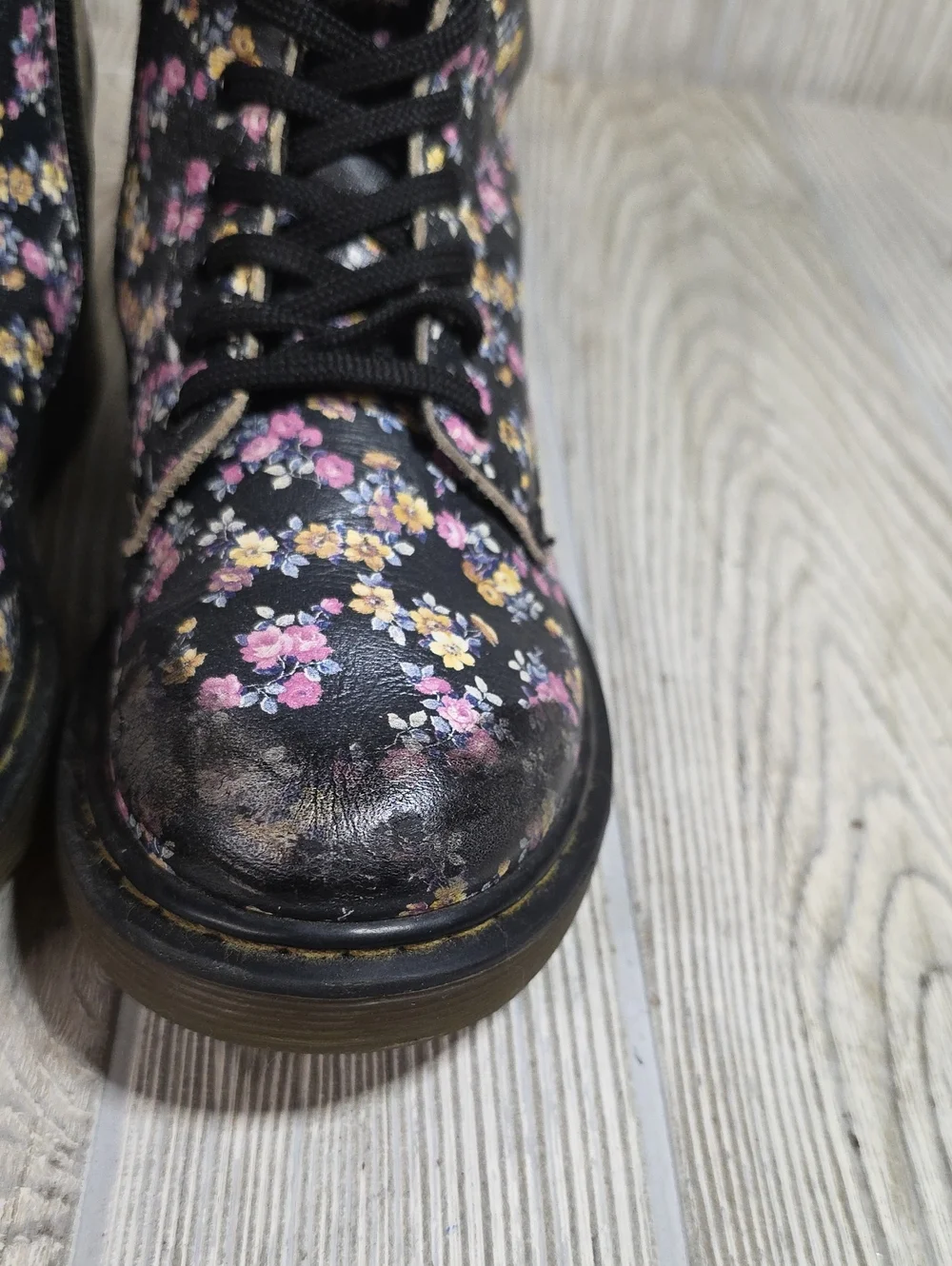 Dr. Martens 1460 Mini Tydee Black Meadow Floral Combat Boots Kids Size 13